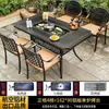 Mesas e Cadeiras Externas Pátio Flores Alumínio Fundido Mesa para Churrasco Varanda da Casa Jardim Conjunto Completo de Combinação de Mesa e Cadeiras Mesa de Jantar Longa e Cadeiras