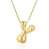 Collar con colgante de 26 letras del alfabeto inglés, chapado en cobre transfronterizo, oro real de 18k, liso, de burbuja de globo, gordito, lindo, versión Q
