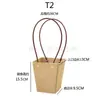 Bolsa de Caja de Flores Portátil de Papel Kraft Cesta de Flores Impermeable Engrosada Flor Florero Planta Macetada Suculenta Caja de Flores