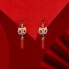Aretes Adecuados para el Año Nuevo, Aretes de Despertar del León Rojo, Nuevos Aretes de Estilo Nacional Chinoiserie, Aretes Festivos de Terciopelo para Mujeres