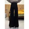 Jeans Negros Micro-campana para Mujer Otoño e Invierno Forrados de Polar Tallas Grandes Chica Gordita Sueltos Adelgazantes Pierna Ancha Rectos