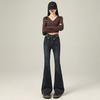 Jeans American Retro com Barra Dobrada para Mulheres, Estilo Hot Girl, Primavera e Outono, Cintura Baixa, Corte Slim, Modelador, Levemente Flare, Calça Comprida