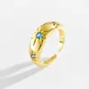 Moda Europea y Americana Estrella de Ocho Puntas Abierta Ajustable Anillo para Mujer Incrustado con Circonita Moda Versátil Elegante Diseño de Tendencia
