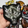Parche de Tela con Cabeza de Animal Tigre Lobo Oso de Venta Caliente Etiqueta Decorativa de Tela para Exteriores Insignia para Ropa Bordado por Computadora Stock Listo Venta al por Mayor