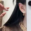 Otoño e Invierno Nuevo Color Maillard Full Diamante Hoja Color Café Aretes de Perlas Elegantes y Versátiles Elegantes para Mujer Aguja de Plata S925