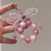 Cadena para Teléfono de Lazo Dulce Rosa con Perlas Estilo Francés, Nuevo Modelo Primavera/Verano, Llavero Encanto para Bolso Elegante de Lujo Ligero con Pedrería