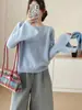 Top de Punto con Mangas de Campana 2025 Otoño e Invierno Nuevo Retro Elegante Color Sólido Versátil Suéter de Punto para Mujer