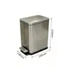 Cubo de basura operado con pedal, acero inoxidable, rectangular, para uso doméstico en espacios estrechos, apto para baño, dormitorio, sala de estar, cocina, metal, silencioso