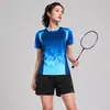 Trajes de manga corta para primavera y verano para hombres y mujeres, ropa de bádminton de secado rápido, ropa deportiva transpirable para competición y entrenamiento de tenis de mesa, personalizable con impresión