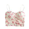 Explosiones Estilo Pastoral Rosa Floral Pequeño Tirante Espalda Hermosa Chaleco Cinturón Almohadilla para el Pecho Envoltorio del Pecho Anti-deslizamiento Base Ligera Corto Sin Tirantes