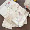 Pijama de Seda de Hielo para Niñas, Verano Delgado de Manga Corta, Nuevo Estilo 2026 para Niños, Ropa de Casa Estilo Princesa de Dibujos Animados para Niñas Pequeñas
