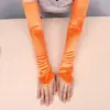 Guantes Largos de Satén sin Dedos para Mascarada de Halloween, Mangas para Vestido de Novia Wai Ni Jun para Mujer