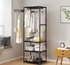 Perchero Simple de Piso Multiusos Colgador Estante de Almacenamiento para Dormitorio Ensamblaje de Tubo de Acero Grueso Perchero