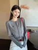 Cardigã Cinza Feminino Nova Chegada Outono Inicial Roupas Femininas Bordado de Borboleta Estilo Coreano Conjunto Peça de Cima Suéter Casaco Preto