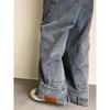 Calça jeans de design invertido de rua estilo americano calça de rua frita hiphop europeia e americana calça invertida masculina calça reta solta
