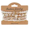 Pulseiras Boêmias Multicamadas de Contas Transfronteiriças, Pulseiras Feitas à Mão de Contas de Arroz, Pulseiras Ecológicas Europeias e Americanas, Conjunto Combinado de 8 Peças