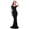 Vestido de Festa Europeu e Americano Comércio Exterior Transfronteiriço Ins Cor Sólida Decote V Alça de Lantejoulas Cintura Alta Vestido Sereia Vestido Longo