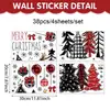 Venta Caliente de Amazon Árbol de Navidad Rojo Decoración de Ventana de Vidrio Pegatina de Ventana PVC Campanas Feliz Navidad Pegatina de Pared Pegatina Electrostática