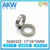 Fabricantes de Cixi S6803ZZ 17*26 * 5MM rodamiento de bolas de ranura profunda de acero inoxidable 420 de pared delgada