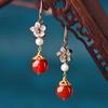 Pendientes hechos a mano con diseño de árbol antiguo, mil flores de concha de ratán, ágata roja, personalidad sencilla, temperamento de Corea del Sur, pendientes modernos para mujer