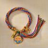 Cuerda de Mano Xizang Tejida a Mano Recurrente Cuerda de Mano Pequeña Pulsera Thangka Cuerda Thangka Dios de la Riqueza Madre Verde Zakilam