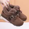 Sapatos Femininos Peludos de Inverno, Botas Femininas, Sapatos de Algodão Aveludado, Sapatos Slip-On de Camurça com Solado Grosso para Mães, Casuais com Solas Macias