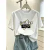 Camiseta de manga corta tie-dye azul con diseño único para mujer, moderna y versátil, adelgazante, hombro normal, top de algodón puro, verano 2026