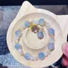 Pulseira de Cristal Recomendada no Xiaohongshu Pulseira de Contas de Vidro de Nicho de Alta Qualidade Atacado Transparente como Gelo Melhores Amigos Estudantes Presentes