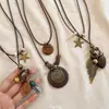Nuevo Collar de Pluma de Bronce Antiguo Inspirado en el Zen de Estilo Chino para Mujer, Estilo Étnico Bohemio, Cadena Larga de Doble Capa para Suéter