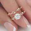 Anillo de Zirconia de Nicho Nuevo 2024 Anillo de Diamante Propuesta Anillo de Boda para Mujer Oro Rosa Diamante de Simulación