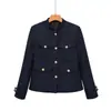 Ropa de Mujer Transfronteriza 2026 Moda Europea y Americana Casual Decoración Multibolsillos Botones Cuello Alto Estilo Pequeño Chanel Chaqueta Mujer B22691