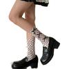 Pattkin Calcetines Versátiles Coreanos de Encaje con Lunares a Media Pantorrilla Puro Dulce Lazo de Niña Calcetines Retro Recortados de Red de Pesca
