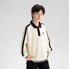 Sudadera con cuello polo para niños Zuoxi 2026 Nueva Serie Miu para Niños Estilo Academia Conjunto de Primavera para Niños Mayores
