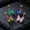 Piercing de Umbigo Borboleta Amazon Zircônia Multicolorida Argola de Umbigo Aço Inoxidável para Fabricantes de Joias para Piercing Transfronteiriços