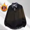 Camisa Falsa de Duas Peças Estilo College 2025 com Veludo e Espessamento para Homens e Mulheres, Combinação de Cores e Retalhos, Tops Versáteis Tendência que Rejuvenesce