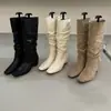 Botas de plataforma de ante con punta cuadrada estilo coreano para mujer, nueva colección otoño/invierno 2026, botines, botas altas, efecto adelgazante, botas de montar para mujer