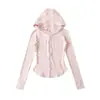 Ry25117-25 Nuevo Estilo de Verano Estilo Europeo y Americano Chaqueta Corta Ajustada Casual con Cremallera y Capucha para Niña