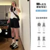 Shorts de mezclilla vintage azul oscuro para mujer, nuevo estilo de verano, adelgazantes, adecuados para figuras petite, de cintura alta, casuales, de pierna ancha, hasta la rodilla