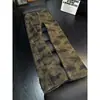 Pantalones de trabajo acampanados con camuflaje retro americano para hombre y mujer, estilo high street, pantalones de leñador de corte ajustado, pantalones de pierna recta hasta el suelo