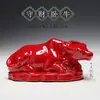 Figura de Vaca Deitada em Cerâmica Tang Sancai Feng Shui Decoração de Casa Prateleira Antiga Mesa de Chá Banheiro Sala de Estar Zodíaco Vaca Cerâmica Artesanato