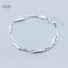 Pulsera de Plata S925 para Mujer, Versión Coreana, Pulsera Simple de Barra Única Redonda, Estilo Bosque, Joyería Artística de Doble Capa S0105-1