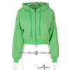 Estilo Europeo y Americano Otoño e Invierno 2026 Color Sólido Manga Larga Elegante con Capucha Cremallera Cardigan Sudadera para Mujer Top Corto Holgado