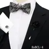 Conjunto de Gravata Borboleta, Abotoaduras e Broche Masculino de Três Peças para Terno de Casamento do Noivo Decoração de Camisa Gravata Borboleta Paisley