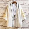 Estilo chinês Guindaste Masculino Bordado Sete Pontos Manga Top Moda Masculina Cardigan Fino Hanfu Jaqueta Masculina Atacado