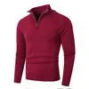 Nuevo suéter de otoño e invierno para hombre, de manga larga, casual, con media cremallera, cuello alto, ajuste slim, tejido de punto, chaqueta elegante y estilizada