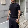Camiseta Básica Colorida com Gola Pequena para Homem Slim Fit Elástica Gola Redonda Ombro Normal Camada Base Manga Curta Simples Top Casual