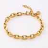 Pulsera de acero inoxidable estilo Ins para mujer, versátil, de joyería transfronteriza europea y americana, pulsera con colgante de piedra incrustada, oro de 18K, personalidad, lujo ligero