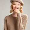 Suéter 100% Caxemira Feminino Gola Redonda Outono e Inverno Novo Suéter de Tricô Básico Puro Caxemira Manga Curta Manga Longa