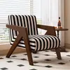 Sofá Individual de Madera Maciza Nórdica Richard Estilo Vintage Francés Sillón Sofá para Sala de Estar Silla de Balcón para Ocio Sofá Perezoso