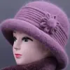 Sombreros para mujeres de mediana edad y ancianas, sombrero cálido de invierno para mamá, grueso con terciopelo, sombrero tipo cubo para personas mayores, abuela, sombrero de lana tejido para señora mayor